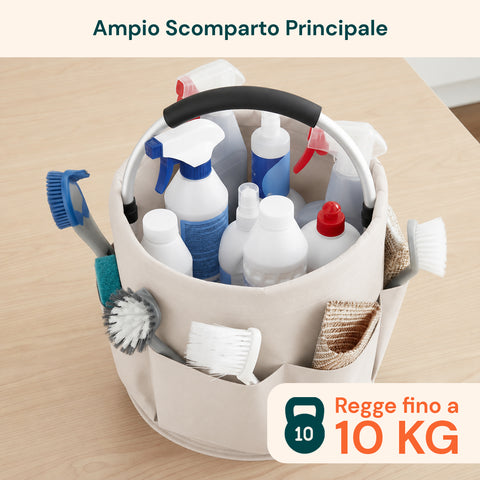 Secchiello Pieghevole Multiuso 16L con Tasche – Salvaspazio e Resistente