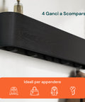 Appendiabiti da Muro Design Moderno con 4 Ganci a Scomparsa