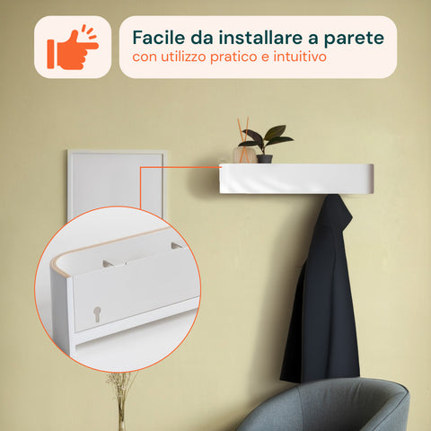 Appendiabiti da Muro Design Moderno con 4 Ganci a Scomparsa
