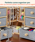 Scaffale Organizer in Bambù con 3 Cassetti e Ripiani Modulabili