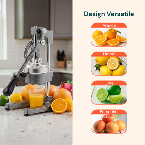Spremiagrumi Manuale a Leva Professionale Struttura in Ghisa con Filtro