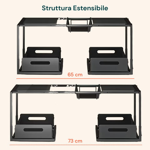 Organizer Sottolavello Cucina Espandibile con 2 Cassetti Estraibili