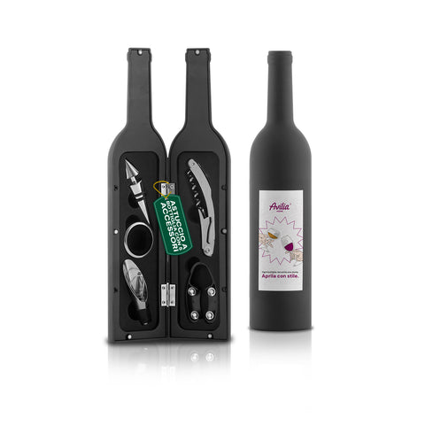 Flaschenförmiges Sommelier-Set mit Korkenzieher und Zubehör