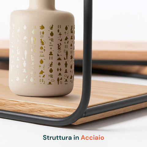 Set 4 Mensole da Parete Design Minimal con Ripiano in MDF e Struttura in Acciaio