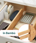 Separatori per Cassetti in Bamboo Regolabili con Molla - Set 4 Pezzi