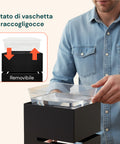 Portaombrelli Moderno Nero in Metallo con 2 Ganci e Vaschetta Scolagocce