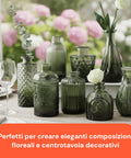 Set 12 Vasi Decorativi in Vetro con Forme e Misure Assortite per Fiori e Centrotavola