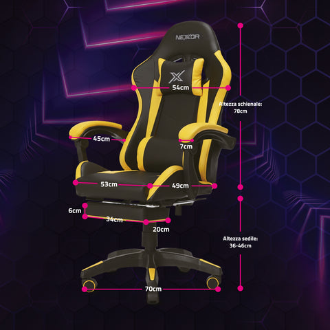 Neigbarer Gaming-Stuhl mit ausziehbarer Fußstütze, Lendenkissen und Kopfstütze
