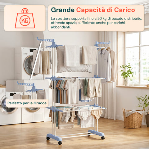 Stendibiancheria verticale chiuso e compatto