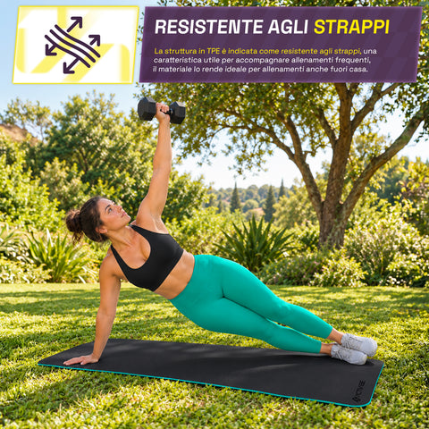 Rutschfeste Yogamatte aus 6 mm TPE, beidseitig verwendbar, mit Schultergurt
