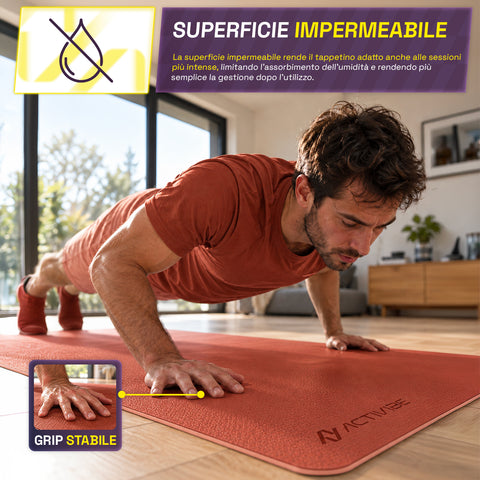 Rutschfeste Yogamatte aus 6 mm TPE, beidseitig verwendbar, mit Schultergurt