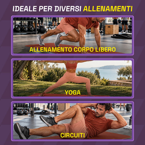 Rutschfeste Yogamatte aus 6 mm TPE, beidseitig verwendbar, mit Schultergurt
