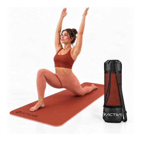 Rutschfeste Yogamatte aus 6 mm TPE, beidseitig verwendbar, mit Schultergurt