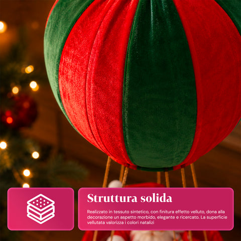 Decorazione Natalizia da Interno – Mongolfiera con Babbo Natale e Dettagli Festivi