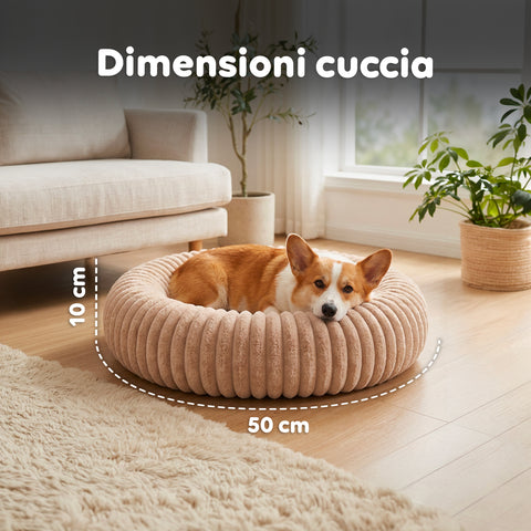 Cuccia Donut Morbida e Confortevole per Cani e Gatti Varie Taglie e Colorazioni