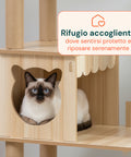 Albero Tiragraffi per Gatti Multilivello con Cuccia e Amaca H135cm