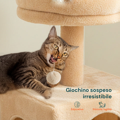 Tiragraffi per Gatti 92 cm con Cuccia, Scala e Giochi