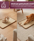 Tappeto Tiragraffi per Gatti 50x30cm in Sisal Naturale e Cotone PP – Fondo Antiscivolo in Lattice con Adesivi