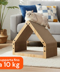 Tiragraffi per Gatti a Forma di Casa con Struttura in Legno