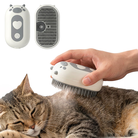 USB-C Wiederaufladbare Dampfbürste für Hunde und Katzen mit Sprühdüse und Wasserfach, Maße 6x5x11cm