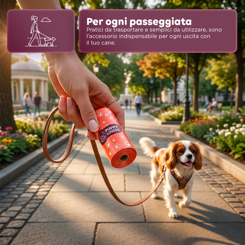 600 Sacchetti per Cani Biodegradabili per Bisogni – Formato Scorta 500+100 Omaggio – 40 Rotoli da 15 Sacchetti – Dimensioni 22x33cm Spessore 0,01 mm