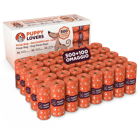 600 biologisch abbaubare Hundekotbeutel – Vorratspackung 500+100 gratis – 40 Rollen à 15 Beutel – Größe 22x33cm Dicke 0,01 mm