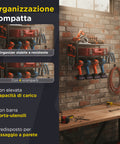 Scaffale Porta Attrezzi da Officina con Struttura Smontabile e Organizer Laterali