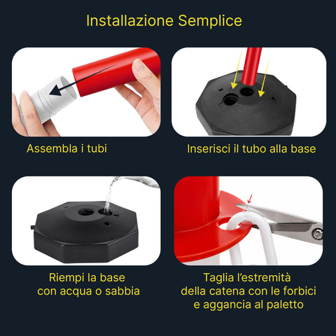Paletti Segnaletici con Catena 2 Metri Set 4 Colonnine Ben Visibili