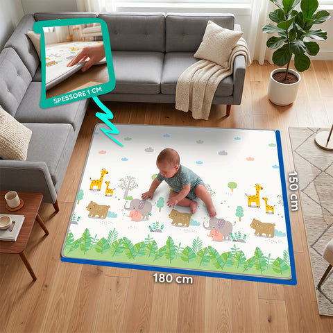 Tappetino da Gioco per Bambini Pieghevole 180x150 cm in XPE - Morbido e Impermeabile con Borsa Inclusa