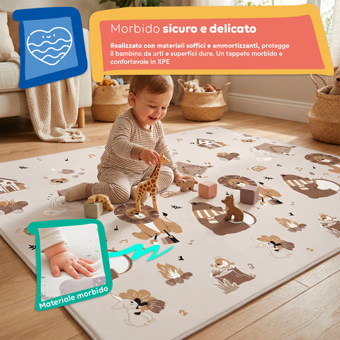 Tappetino da Gioco per Bambini Pieghevole 180x150 cm in XPE - Morbido e Impermeabile con Borsa Inclusa