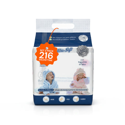Babytücher mit Talkum – 216 /1 296 St. mit beruhigender Dermocreme