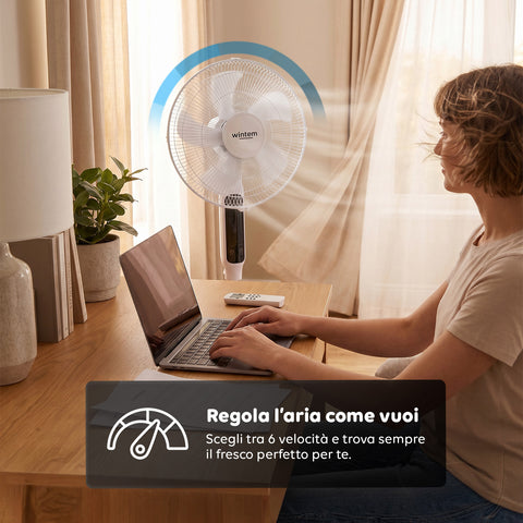 Ventilatore 40W a Piantana 40 cm con Telecomando e Altezza Regolabile fino a 135 cm – 6 Velocità