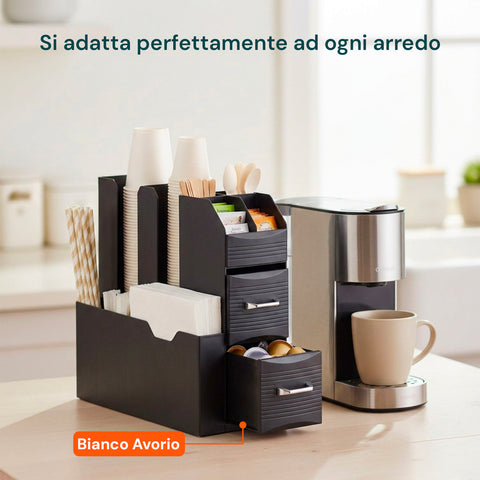 Coffee station organizer nero compatto