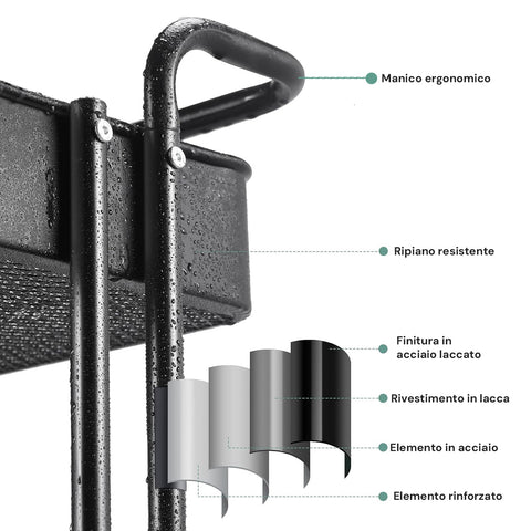 Carrello Salvaspazio Multiuso con 4 Ruote Piroettanti e 3 Ripiani 40x30x8cm