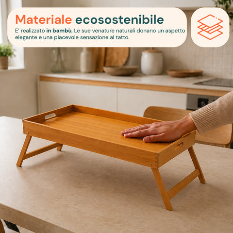 Vassoio da Letto per Colazione Richiudibile Eco in Bambù