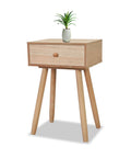 Tavolino da Letto in Bambù 47x40x30 cm con Cassetto e Stile Retrò