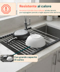 Scolapiatti Arrotolabile in Acciaio Inox 43x35 cm – Resistente e Antiscivolo