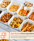 Contenitore con 8 Scomparti in PP – Chiusura a Clip e Funzione Sgocciolatoio