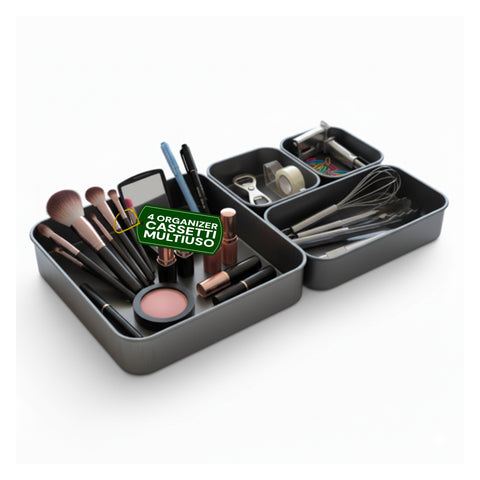 Stapelbares Mehrzweck-Organizer-Set aus ABS, 4-teilig, in 3 verschiedenen Größen
