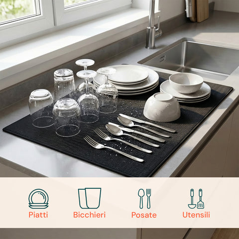 Scolapiatti in Poliestere e Spugna – Set 2 Tappetini Assorbenti per Casa e Cucina