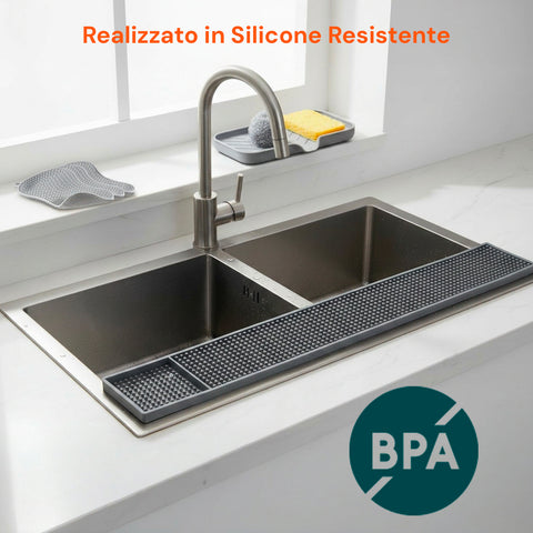 Set Silicone Cucina 5 Pezzi – Tappetino Lavello e Spugne Ultra-Assorbenti