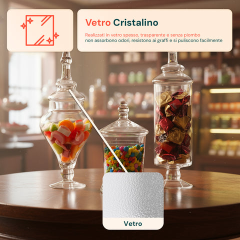 Barattoli di Vetro Varie Forme Multiuso con Coperchi – Set da 3
