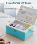 Cestino da Cucito con 76 Accessori Inclusi e Vassoio Estraibile