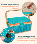 Cestino da Cucito con 76 Accessori Inclusi e Vassoio Estraibile
