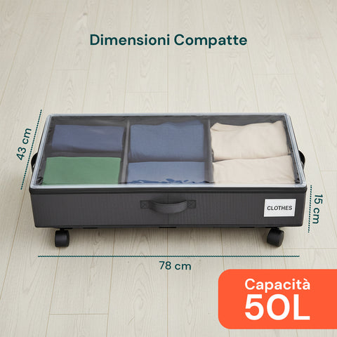 Contenitori Sottoletto con Ruote – Set 2 Pezzi XXL 54L Salvaspazio