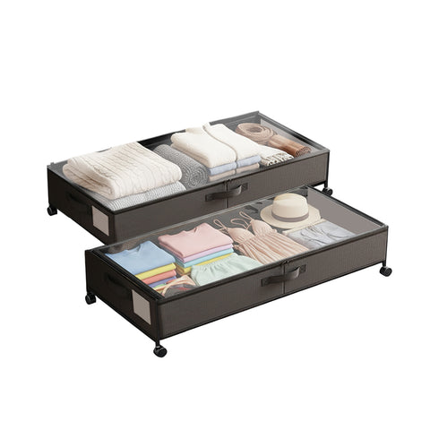 Unterbettboxen mit Rollen – 2er Set XXL 54L Platzsparend