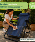 Sedia da Giardino Pieghevole con Vassoio Laterale – Portata 120kg – Struttura in Ferro e Tessuto Teslin