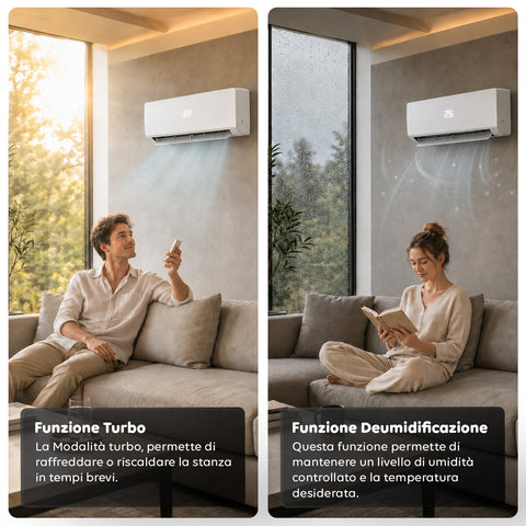 Climatizzatore monosplit inverter gas R32 pompa di calore