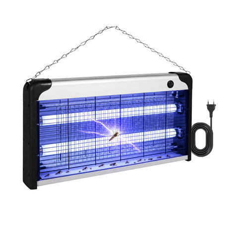 Elektrische Insektenlampe 30W Abdeckung 60m² mit entnehmbarer Auffangschale, UV LED Insektenfalle 8700h 1m Kabel und Kette zur Befestigung