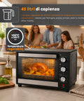 Forno Elettrico da Banco 45 Litri Ventilato con Timer e Doppio Vetro 1800W con Accessori